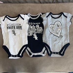 3 Chicago White Sox baby onesies.